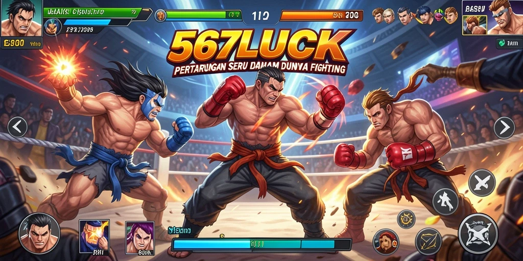 Tangkapan layar gameplay intens dari 567LUCK yang menunjukkan aksi pertarungan.