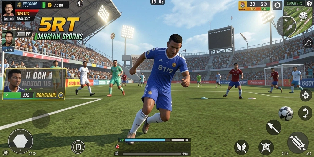 Tampilan gameplay seru 5RT yang menampilkan aksi olahraga yang mendebarkan.