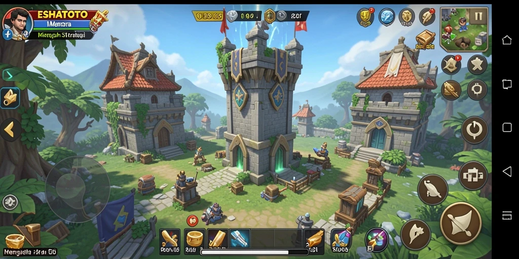 Tampilan gameplay menara pertahanan yang penuh aksi dan strategi.
