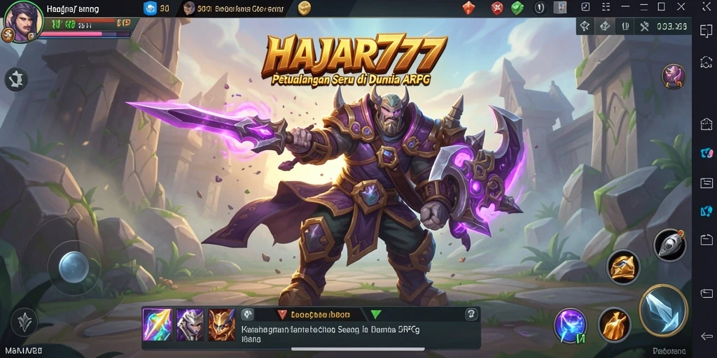 Screenshot HAJAR777 menampilkan aksi pertarungan seru antara karakter pemain dan monster.