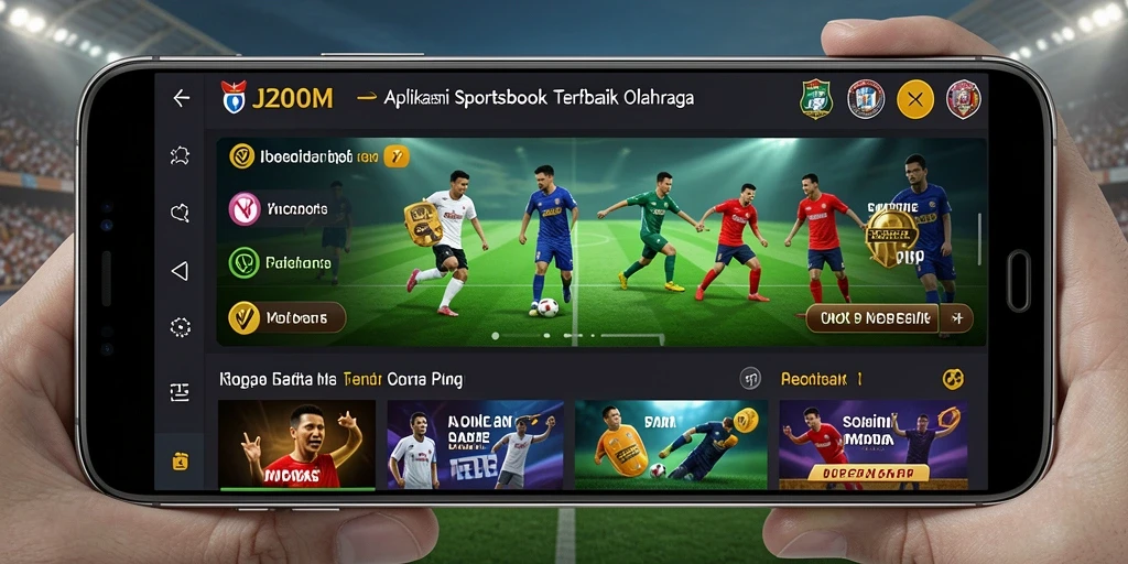 Screenshot J200M menampilkan antarmuka taruhan olahraga yang menarik.