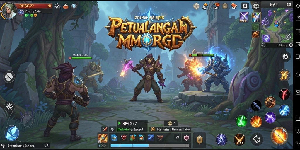 Tampilan gameplay RP6677 dengan karakter dan pertarungan yang epik.