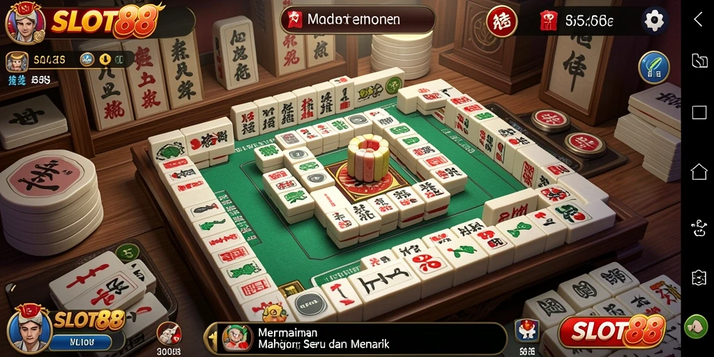 Tampilan dinamis dari gameplay Mahjong di SLOT88 yang penuh tantangan.