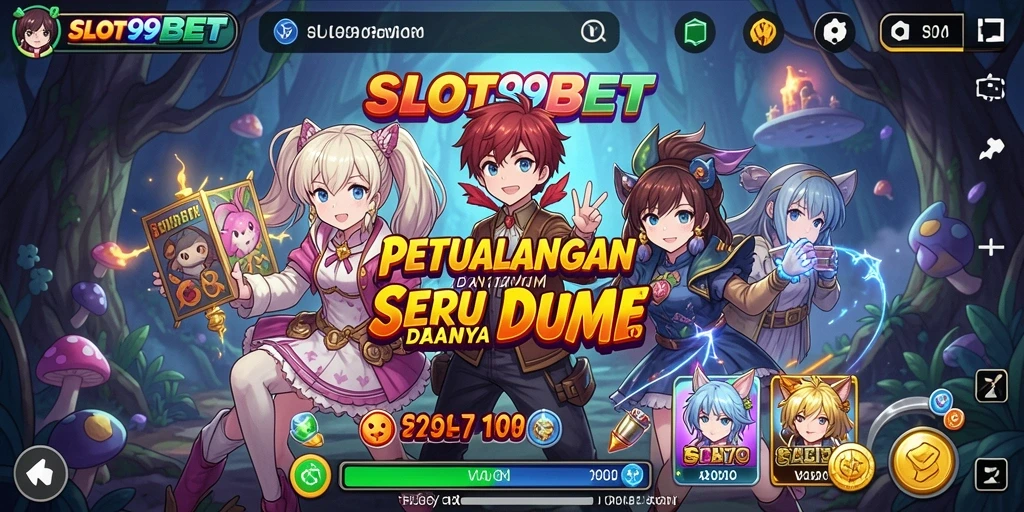 Screenshot gameplay menunjukkan karakter anime yang dinamis dan efek visual yang menarik.