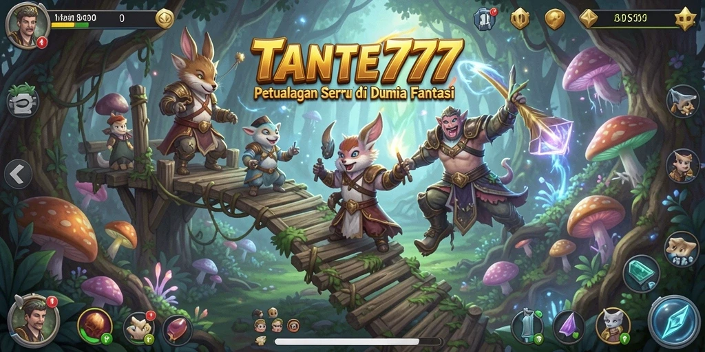 Screenshot utama TANTE777 menampilkan gameplay seru dan petualangan yang mendebarkan.