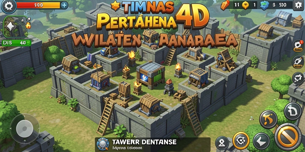 Tampilan gameplay Tower Defense yang seru dan menantang di TIMNAS4D.